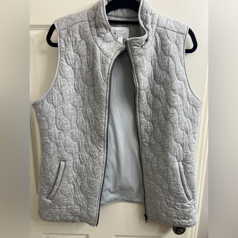 Market & Spruce Tails Quilted Knit Vest Women's L